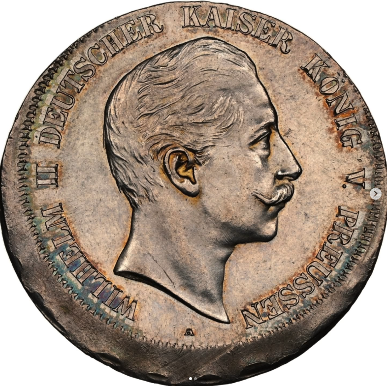 1894 A 5 Mark - Mint Error, struck 10% off center - obverse