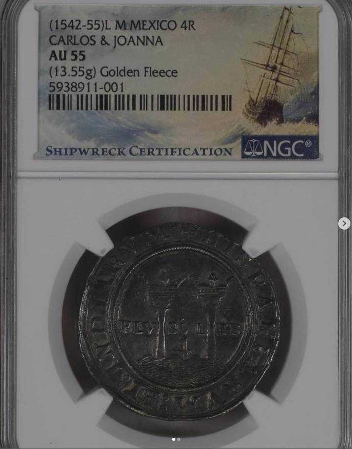 1542-1555 AR 4 Reales (13.55g) - Carlos & Juana 'Early Series' Mexico, Assayer L (left), Mintmark M (right) - Nesmith Type 82a, Calicó 136 - obverse