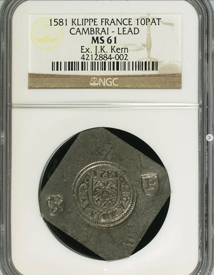 1581 Klippe 10 Patards - Siege of Cambrai (lead emergency issue, uniface) - obverse