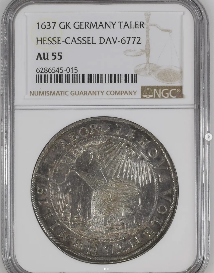 1637 AR Thaler - 'Willow Tree' / 'Storm' type, Davenport 6772 - obverse