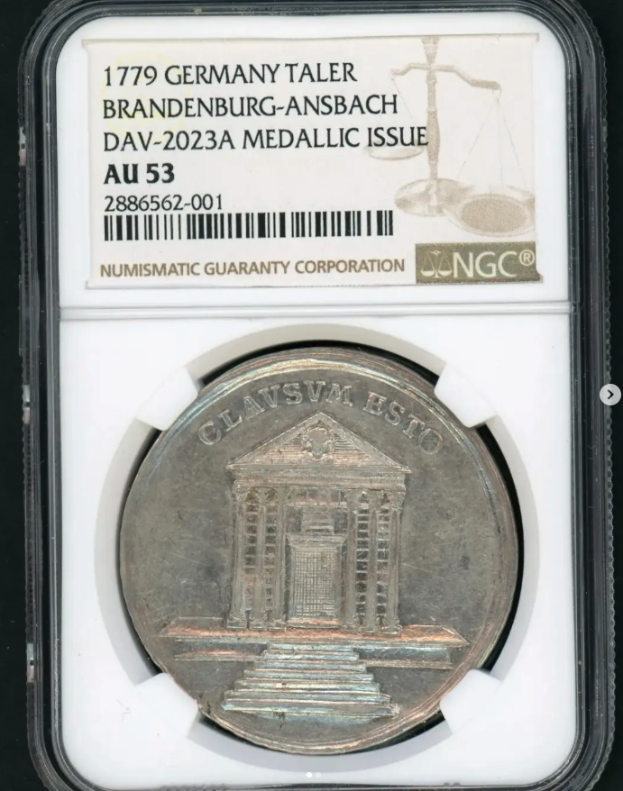 1779 Peace of Teschen Medallic Thaler (Davenport 2023A) - obverse