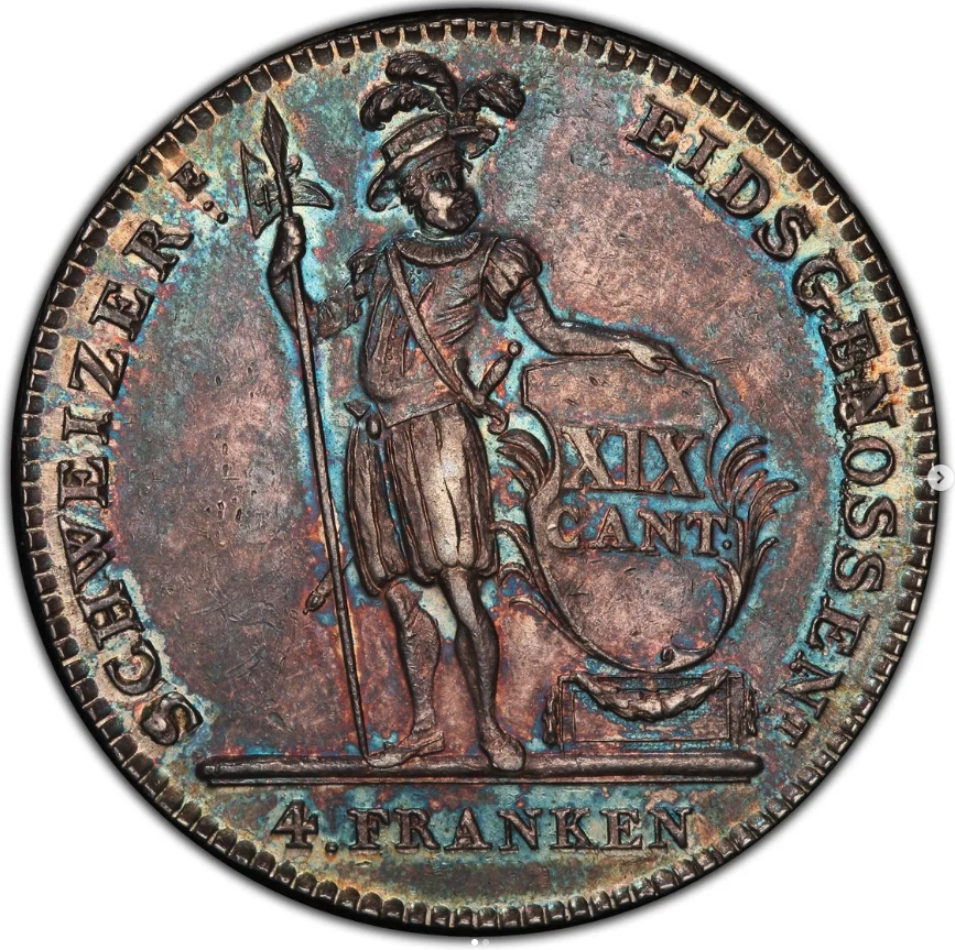 1814 4 Franken (XIX Cantons) - obverse