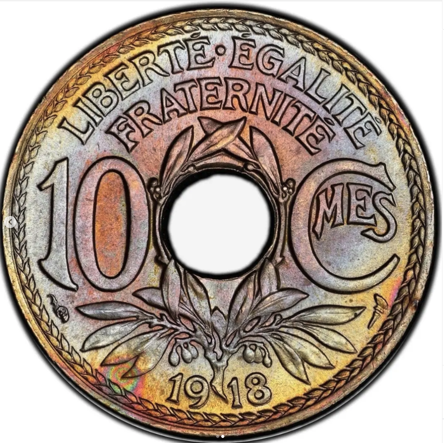 1918 10 Centimes (Lindauer, holed bronze) - obverse